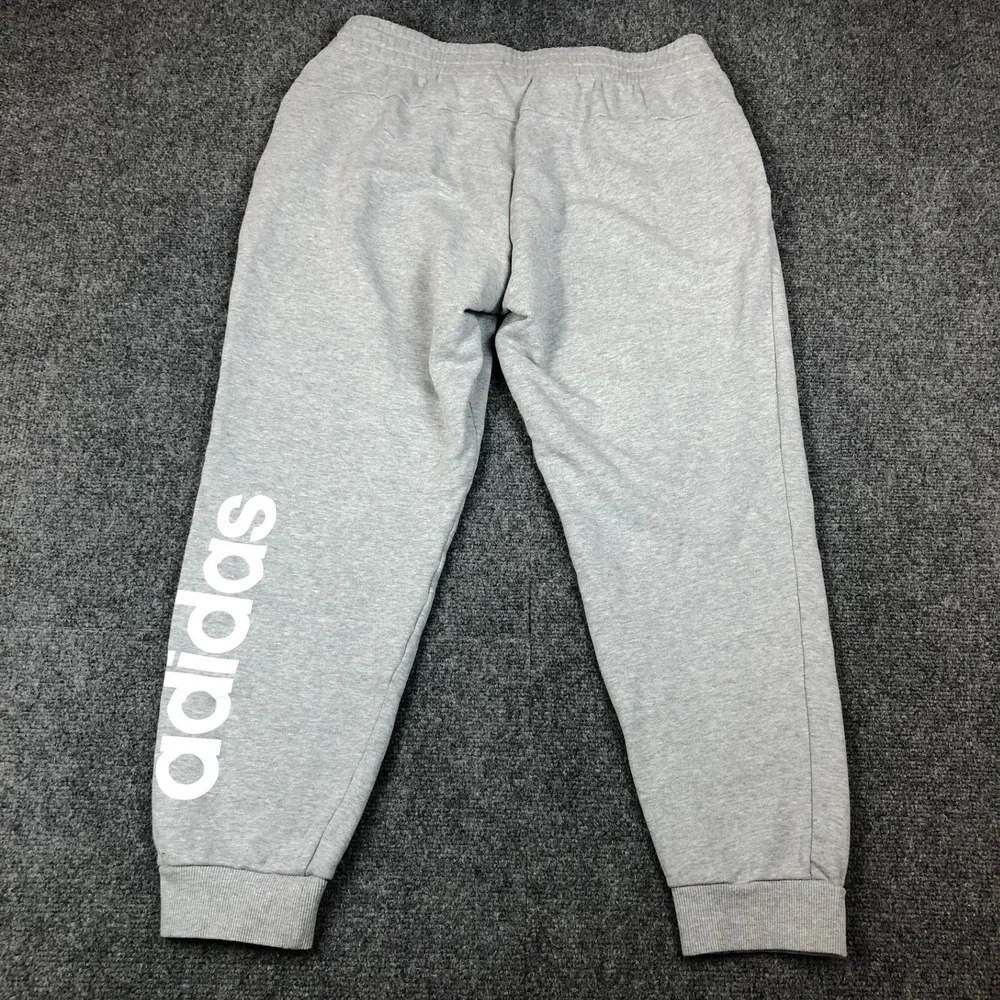 Adidas‎ Essentials French Terry Tapered Cuff Logo Pants Grey Mens Size XL